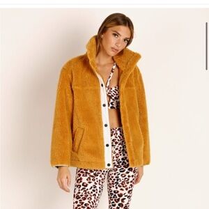 Varley Tan Teddy Jacket Plush Warmth Casual
